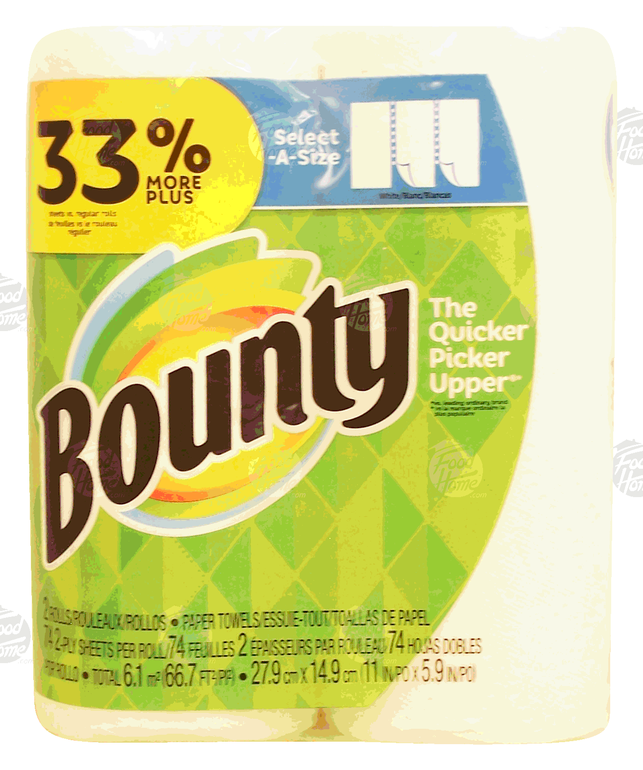 Bounty  paper towel rolls, 74 2-ply sheets, select-a-size Full-Size Picture